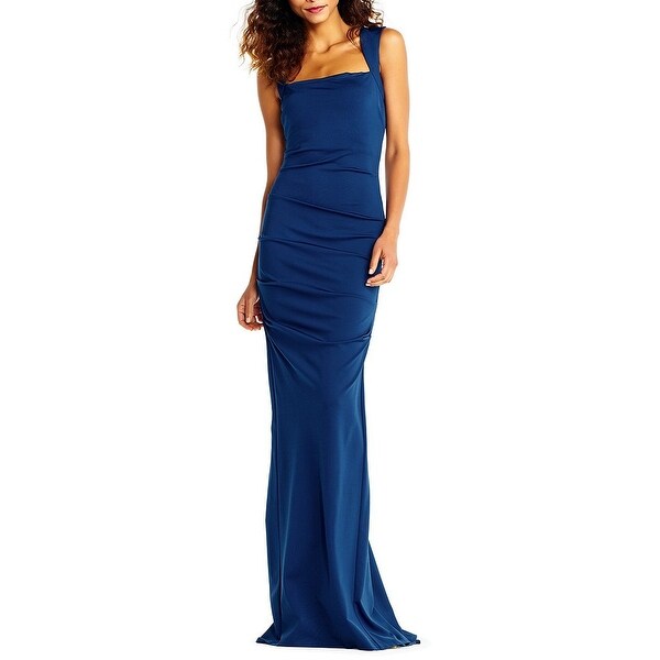 adrianna papell ruched jersey gown
