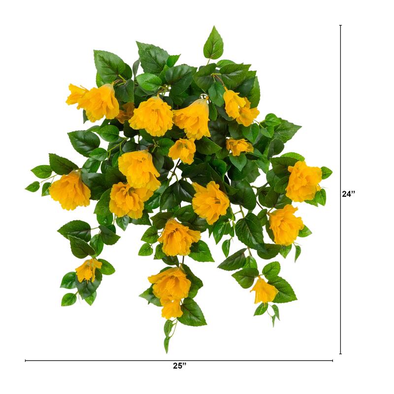 24-in UV Resistant Artificial Hibiscus Hanging Plant - Set of 2