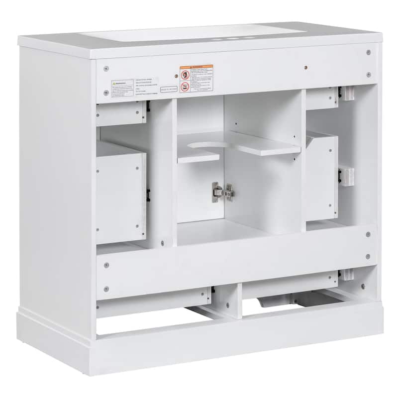 36 Inch MDF Freestanding Bathroom Vanity Set with Integrated Ceramic Sink