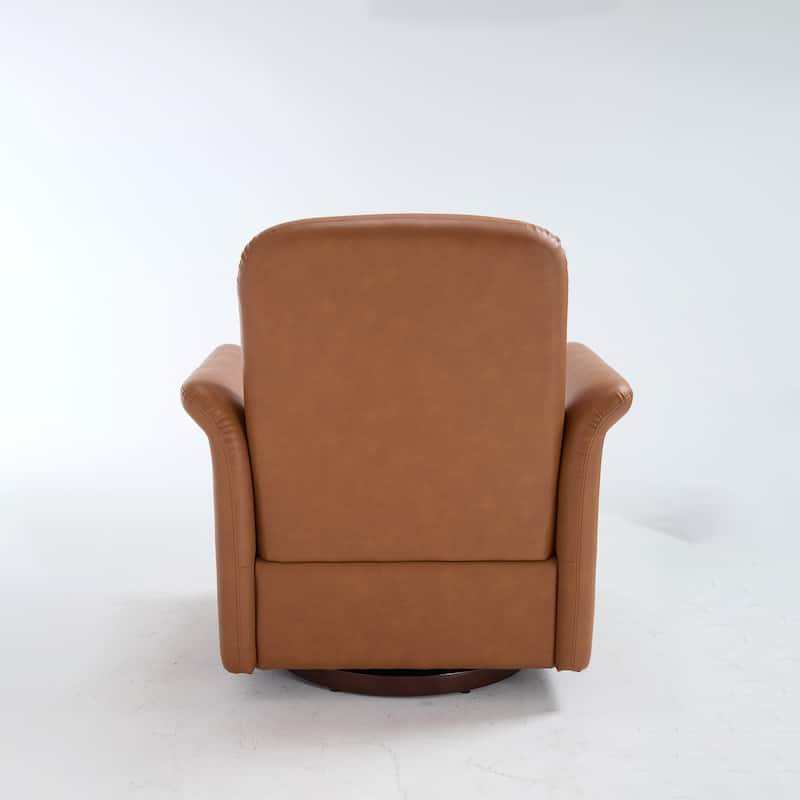 PU Leather Swivel Barrel Chair, Comfy Upholstered Lounge Reading Chair, Single Sofa Chair with Curved Back & Armrests