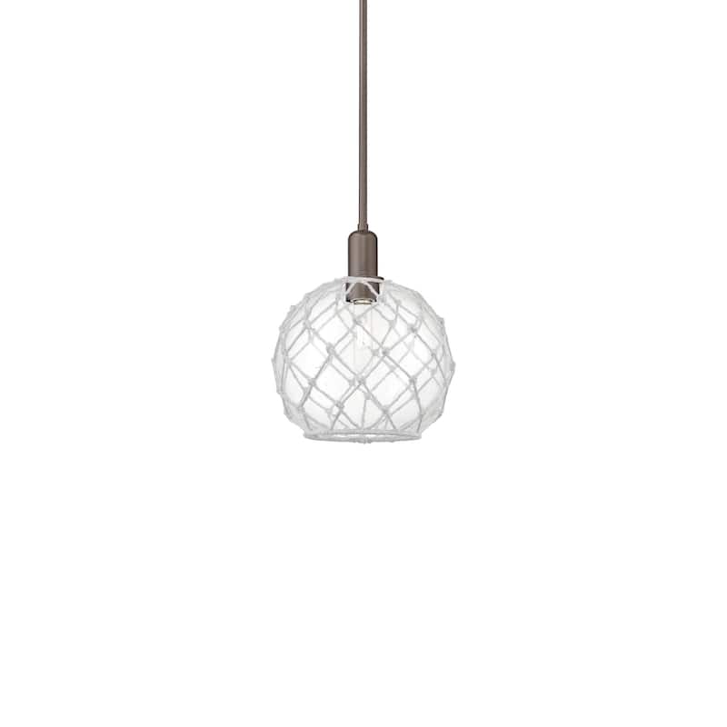 Innovations Lighting 716-1S-13-10 Farmhouse Rope Pendant Farmhouse - Oil Rubbed Bronze / Clear Glass with White Rope