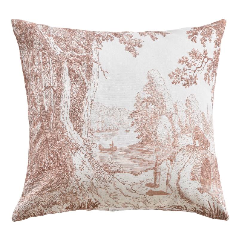 StyleCraft Reverie Toile Pillow - 24" x 24" - Roseate, Ivory