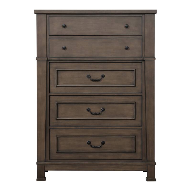 Furniture of America Quinlan Dark Walnut Wood 5-Drawer Chest