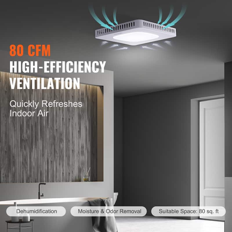 VEVOR Bathroom Exhaust Fan, 80 CFM HighEfficiency Ventilation,Energy