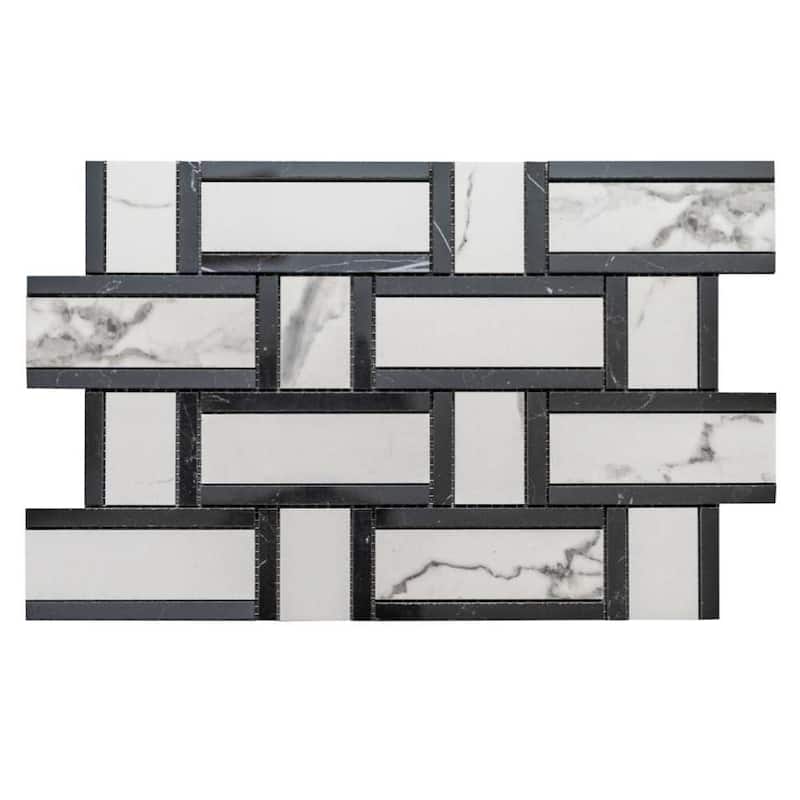 Stately Tre Basketweave 9.5x14 Porcelain Mosaic Tile - Floor, Wall, Backsplash