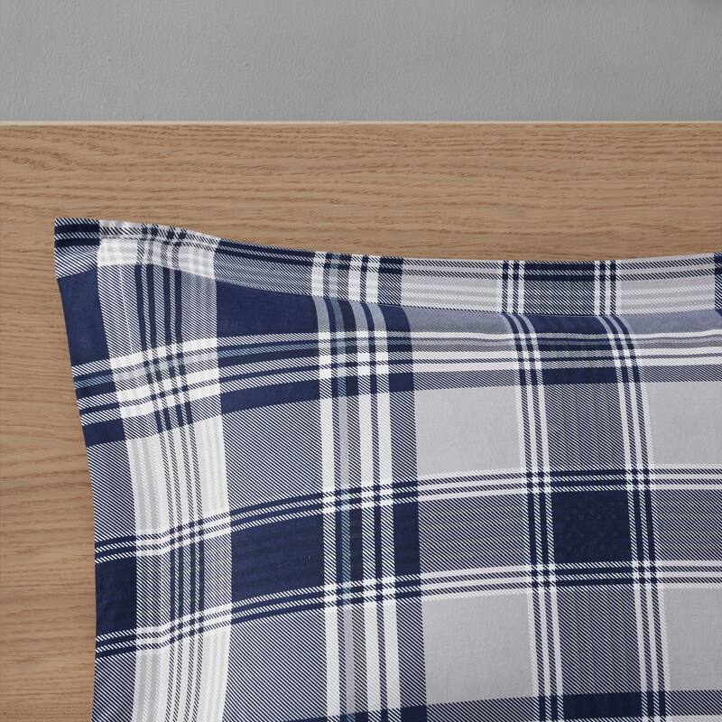 Madison Park Essentials Paton Navy Reversible Comforter Set with Bed Sheets
