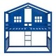 preview thumbnail 8 of 16, Modern & Rustic Style Twin Over Twin Size Solid Wood Frame House Bunk Bed With Ladder and Roof, No Spring Box Needed