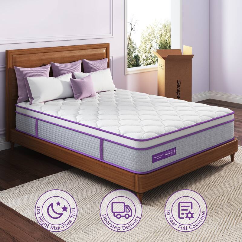 14" Medium Hybrid Mattress - Bamboo Charcoal Foam, 5-Zone Support, CertiPUR-US Certified