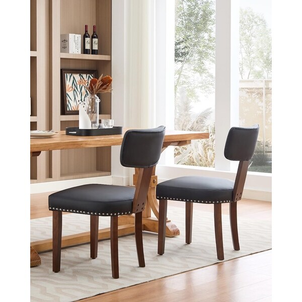Modern Leather Dining Chairs Set of 2 undefined Upholstered Curved