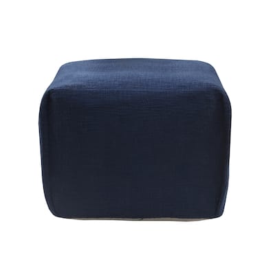 HomeRoots 18" Blue 100% Cotton Ottoman
