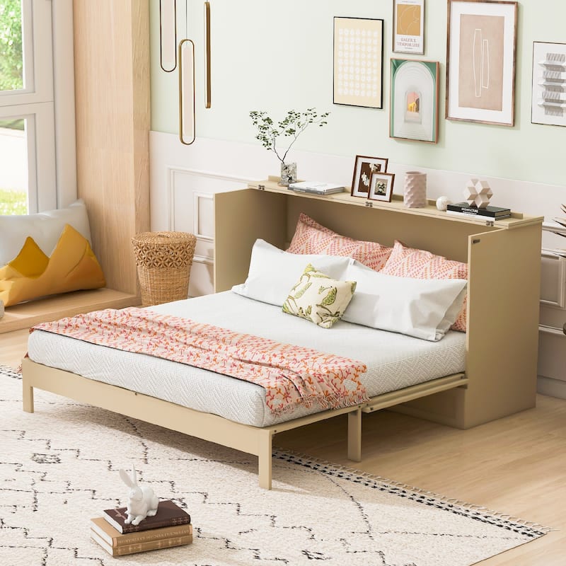 Murphy Bed with Large Drawers - Gold - Full