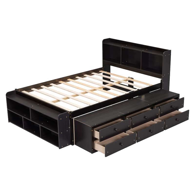 Bed with Under bed Storage Drawers and Bed End Storage Case