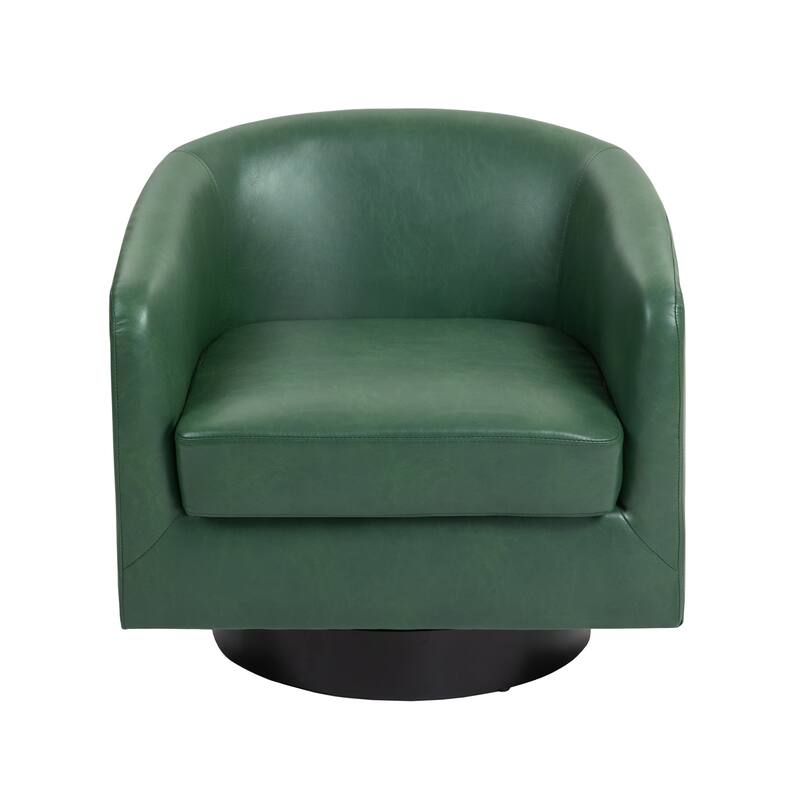 2 Set Modern Vegan Faux Leather Swivel Barrel Accent Chair