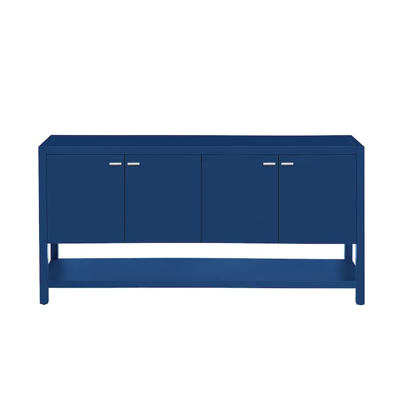 Modern Accent Table with Open Bottom Shelf, Entryway Hallway Table, Console Table with Four-Door Storage