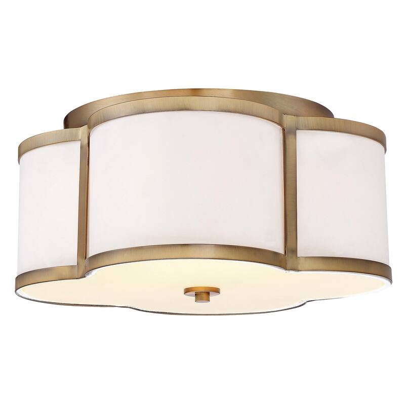 Bellevue 3 Light 16" Wide Flush Mount Drum Ceiling Fixture - Natural Brass