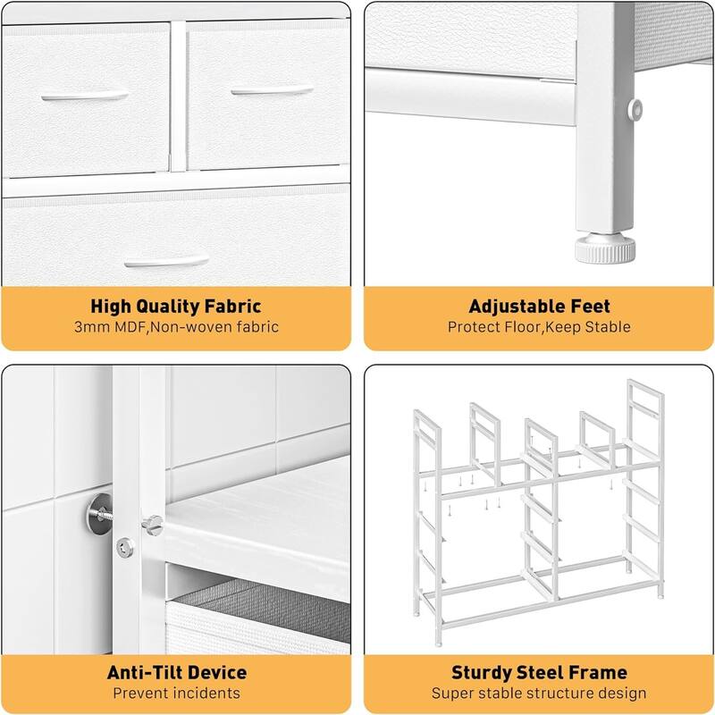 TV Stand with Power Outlet, Bedroom Dresser with 9 Drawers,