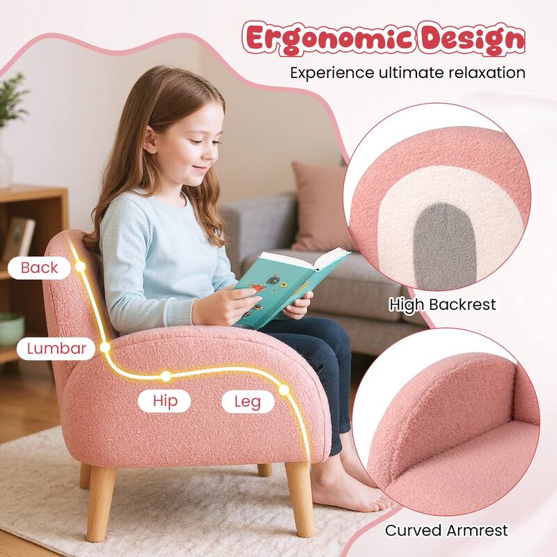 Gymax Soft Plush Kids Couch w/Comfy Backrest & Armrests Upholstered