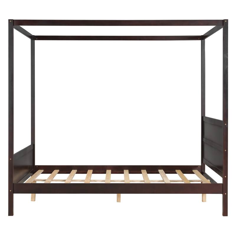 Queen Size Canopy Platform Bed with Headboard and Footboard,Slat Support Leg