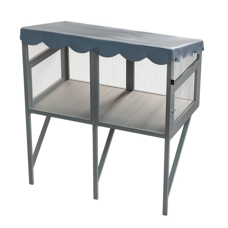 Secure Comfortable Wooden Window Box Enclosure for Cats - Gray