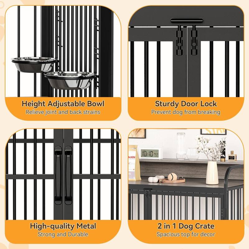 Large Wooden Dog Crate Furniture End Table Heavy Duty Dog Kennel Indoor