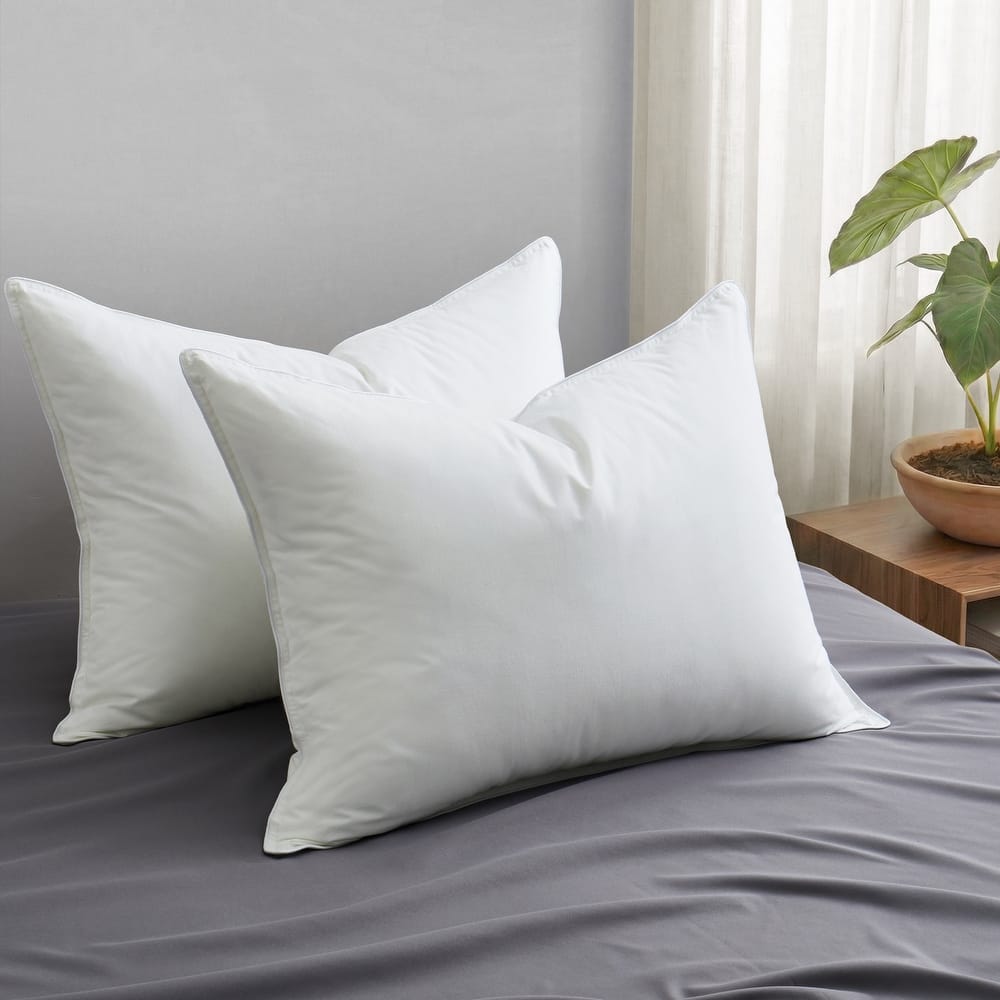Medium-Firm Soft Premium Feather Bed Pillows Set of 2 - White