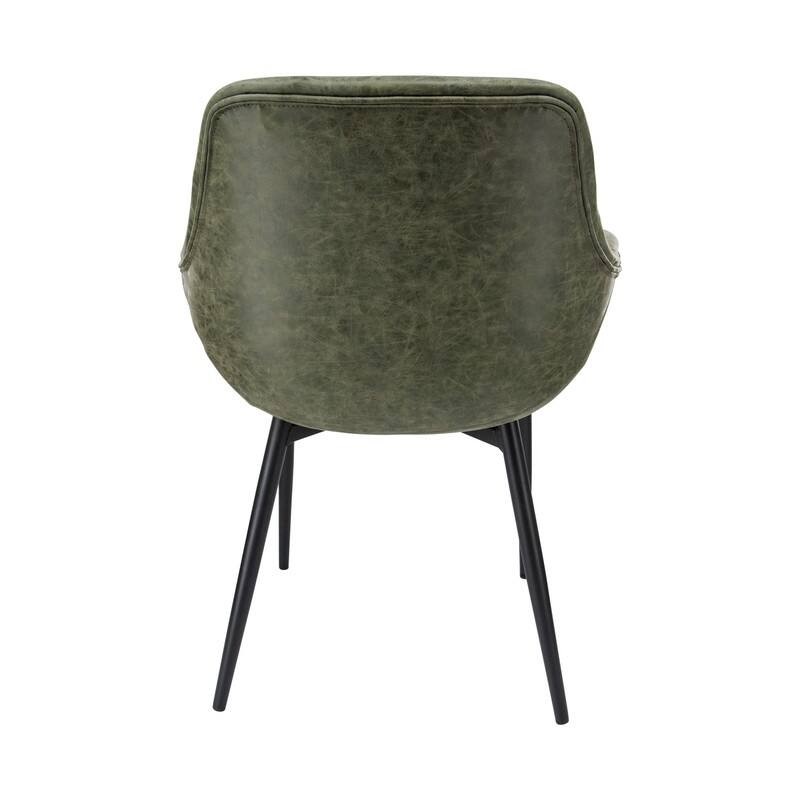 Markley Mid-Century Modern Upholstered Distressed Leather Dining Chair with Comfy Curved Seat & Strong Powder-Coated Metal Legs