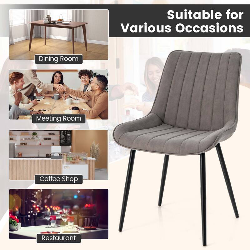 Costway Dining Chair Set of 2 Upholstered Leisure Chairs with Metal - See Details