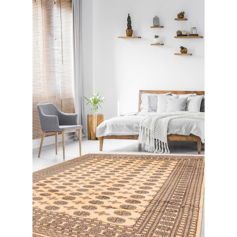 ECARPETGALLERY Hand-knotted Finest Peshawar Bokhara Ivory Wool Rug - 8'1 x 10'2