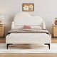 preview thumbnail 5 of 10, Beige Twin Size Upholstered Platform Bed with Cloud-Shaped Headboard Wooden Bed Frame No Box Spring Required Easy Assembly