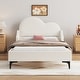 preview thumbnail 1 of 22, Twin Size Upholstered Platform Bed with Cloud-Shaped Headboard, Beige - Sturdy & Comfortable Design Beige