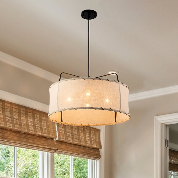 Aged Iron Modern 4 Light Lantern Drum Chandelier 23.6 On Sale Bed Bath Beyond 38455594