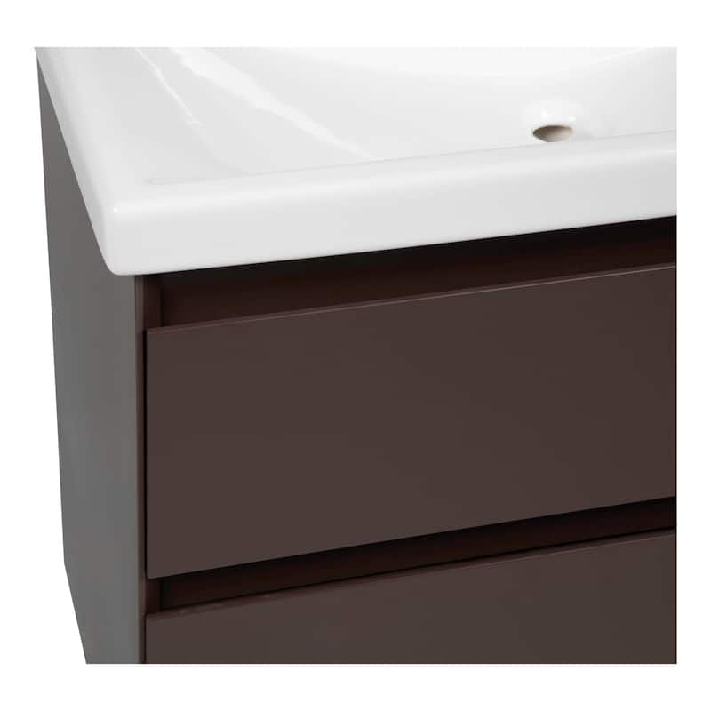 Modern Free standing Bathroom Vanity with Washbasin Elit Brown Matte Non-Toxic MDF-24"-Omega R-line 24"