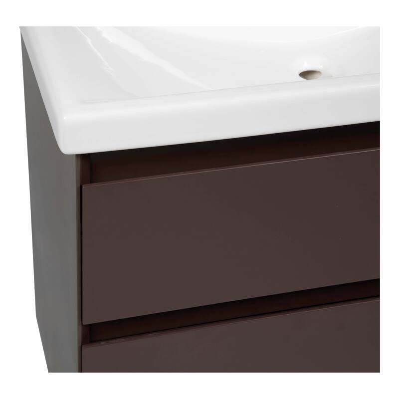 Modern Free standing Bathroom Vanity with Washbasin Elit Brown Matte Non-Toxic MDF-24"-Simple 32"