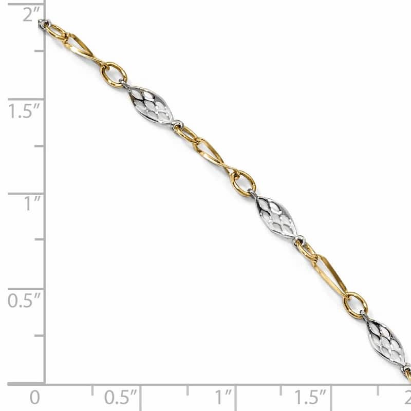 Curata Women's Italian 4.25mm 14k Two-tone Polished Anklet - 9 + 1 Inch