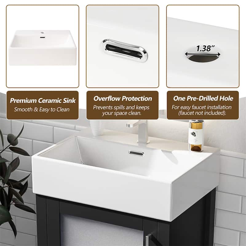 20-Inch Bathroom Vanity with Ceramic Sink and Ample Storage