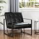 Glitzhome 31.50"H Mid-Century PU Leather Tufted Accent Chair - Black