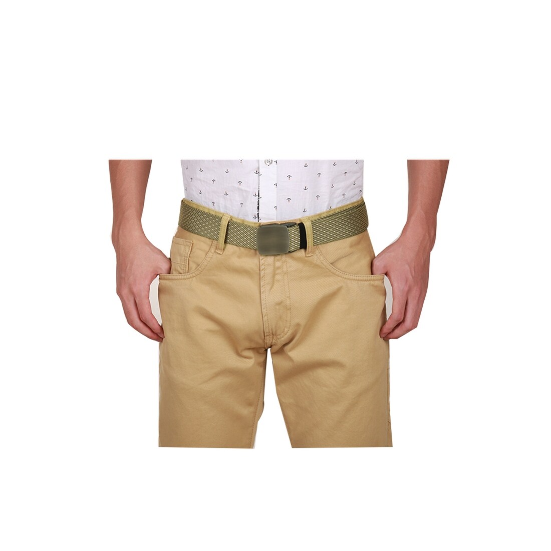 uxcell Unisex Canvas No Hole PU Panel Slide Buckle Belt 1 1//2