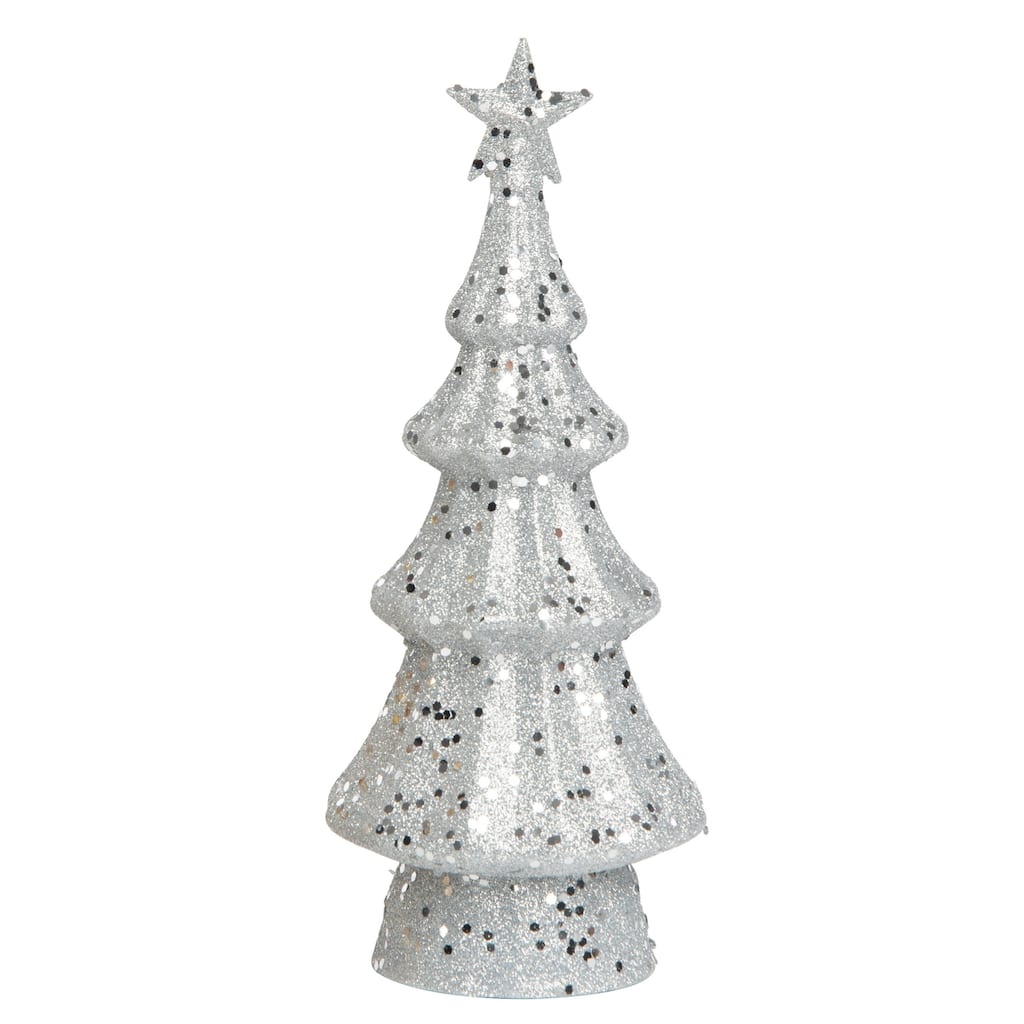 Transpac Artificial 12 in. Silver Christmas Light Up Glamorous Tree