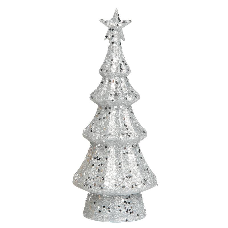 Transpac Artificial 12 in. Silver Christmas Light Up Glamorous Tree