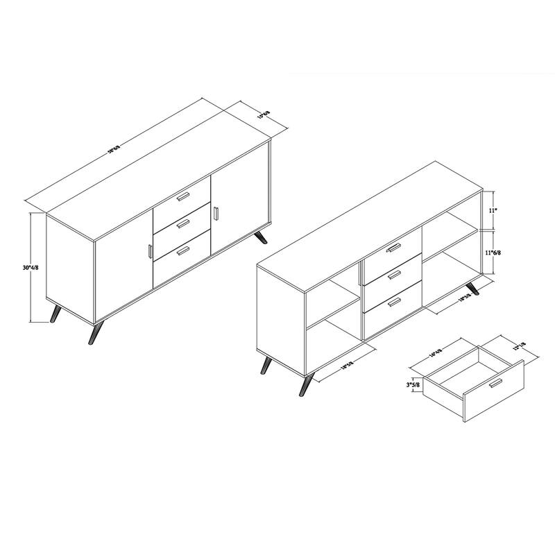 Kelson Modern Dark Grey and Gold Finished Wood 2-Door Sideboard Buffet