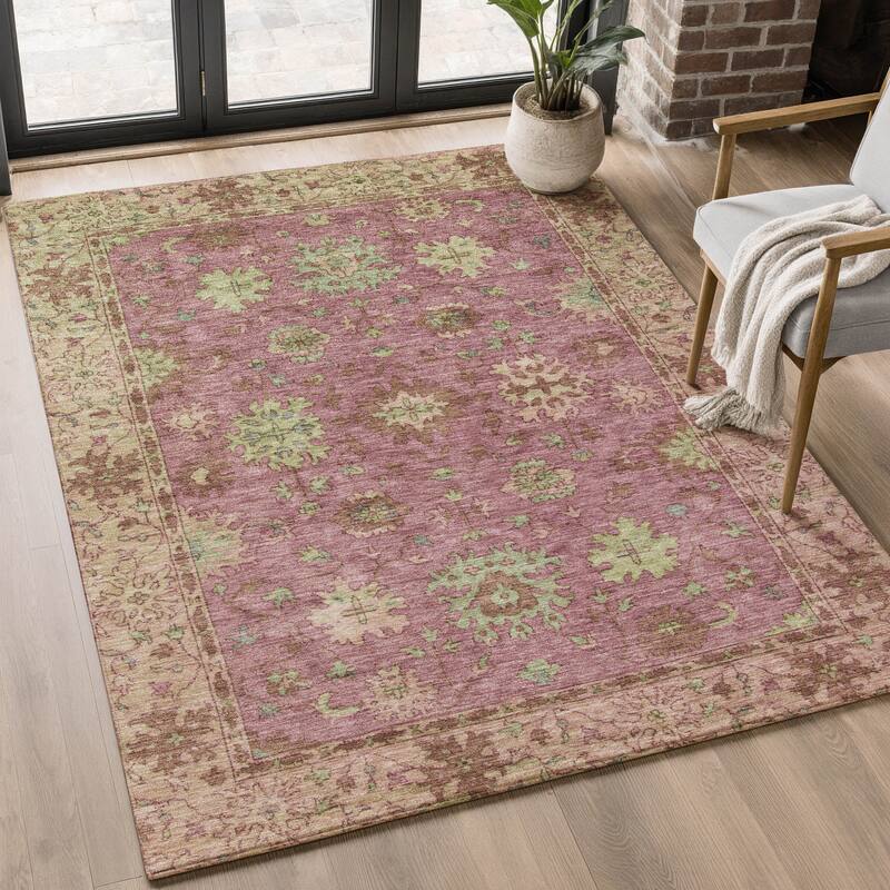 Premium Washable Super Soft Traditional Caply Mayfield Rug - Pink - 5' x 7'6"