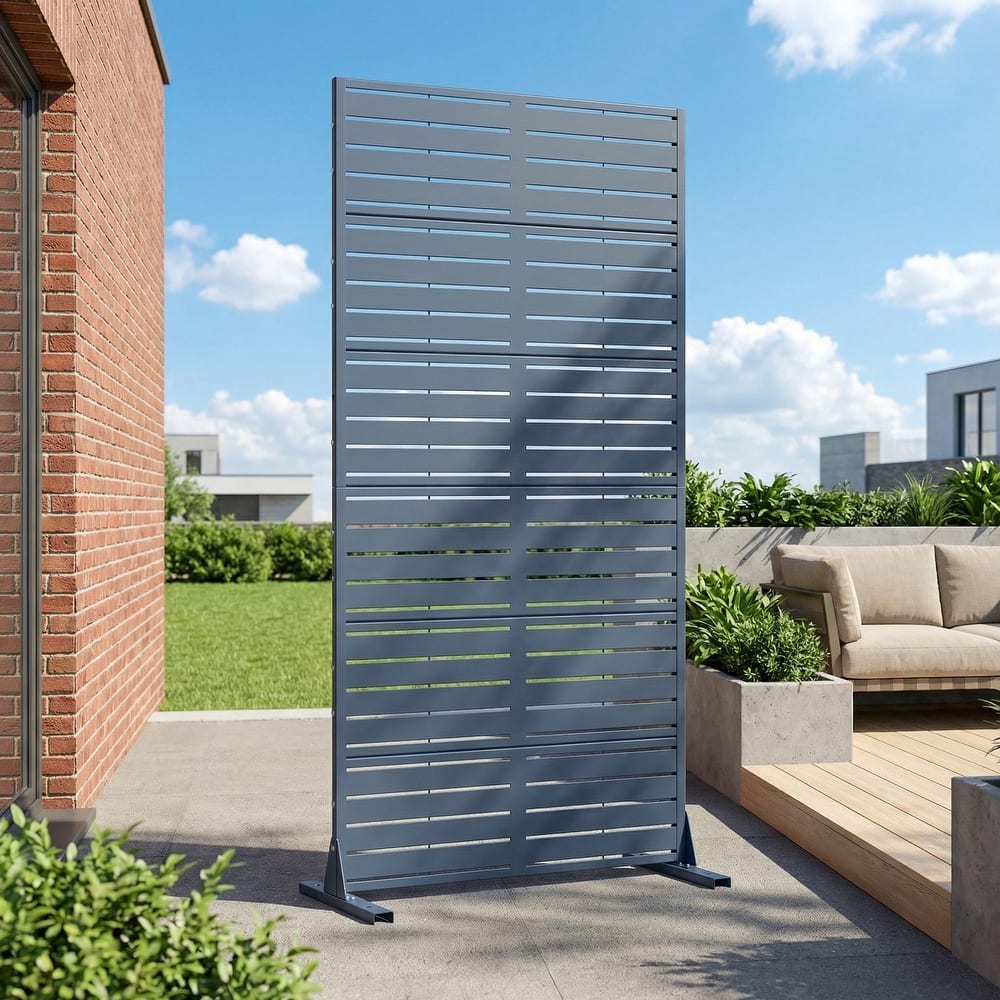 72in Dovelina Outdoor Freestanding Metal Privacy Screen Decorative Garden Fence
