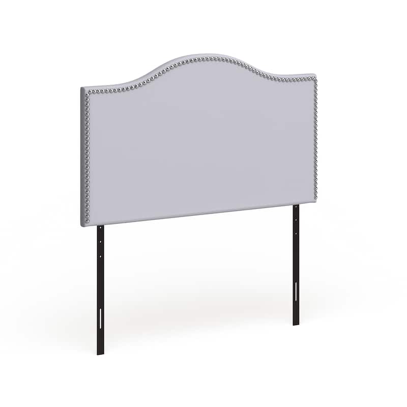 Grey Curl Nailhead Upholstered Headboard
