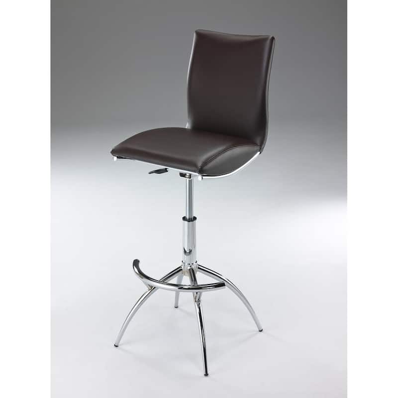 Adjustable Swivel Faux Leather Barstool (Set of 2) - Brown