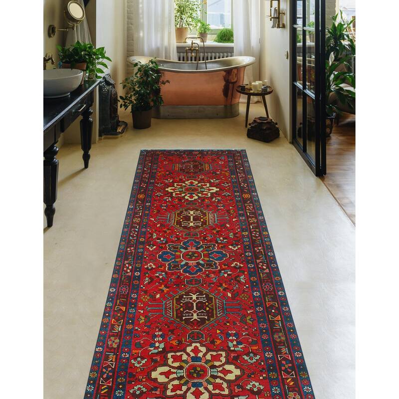 Fine Vintage Distressed Arelis Red/Beige Runner - 3'3" x 11'4"