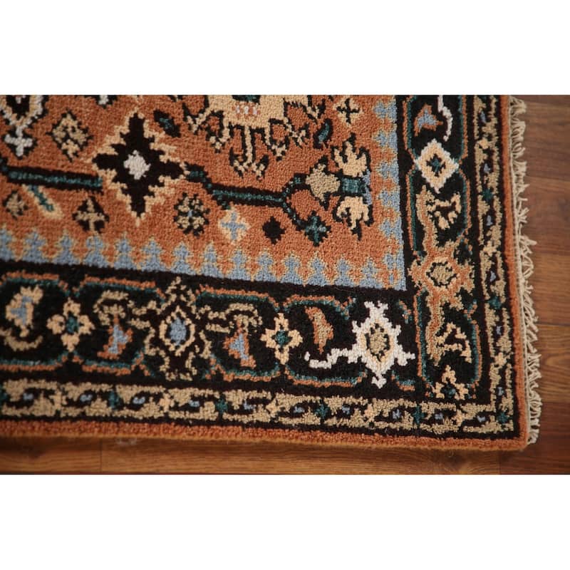 Orange Heriz Serapi Indian Runner Rug Hand-Knotted Wool Carpet - 2'8"x 8'2"