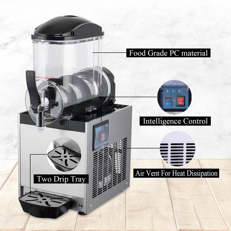 Commercial Slushy Machine 12L/3.2 Gallons Stainless Steel Margarita Smoothie Frozen Drink Maker - Slushy Machine 12L