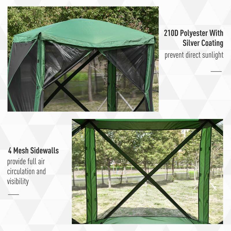 Outsunny 7'x7' Pop Up Camping Canopy Tent with Ventilating Mesh Screen, Portable Carry Bag for Outdoor Party