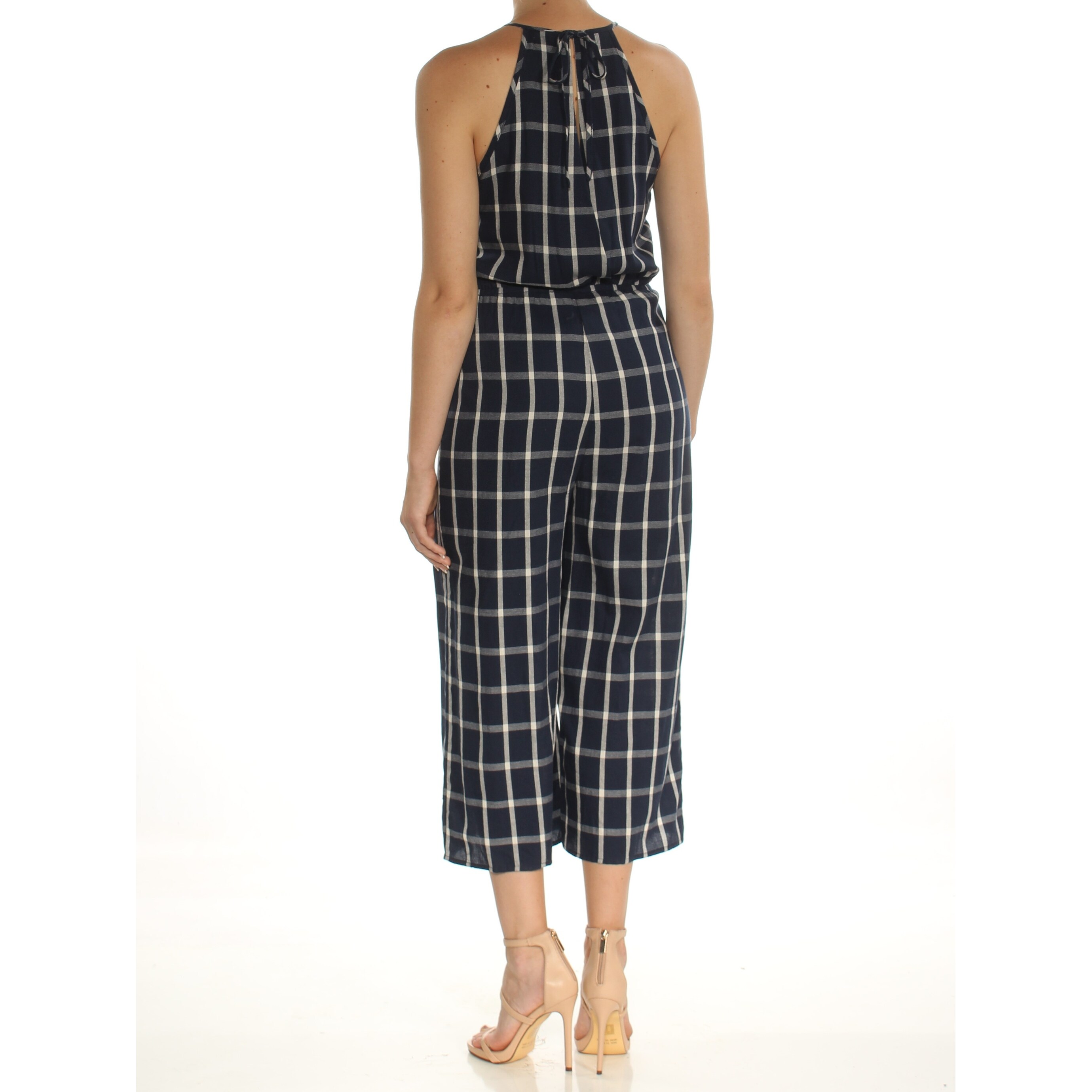 Maison Jules Womens Printed Surplice Romper Navy M