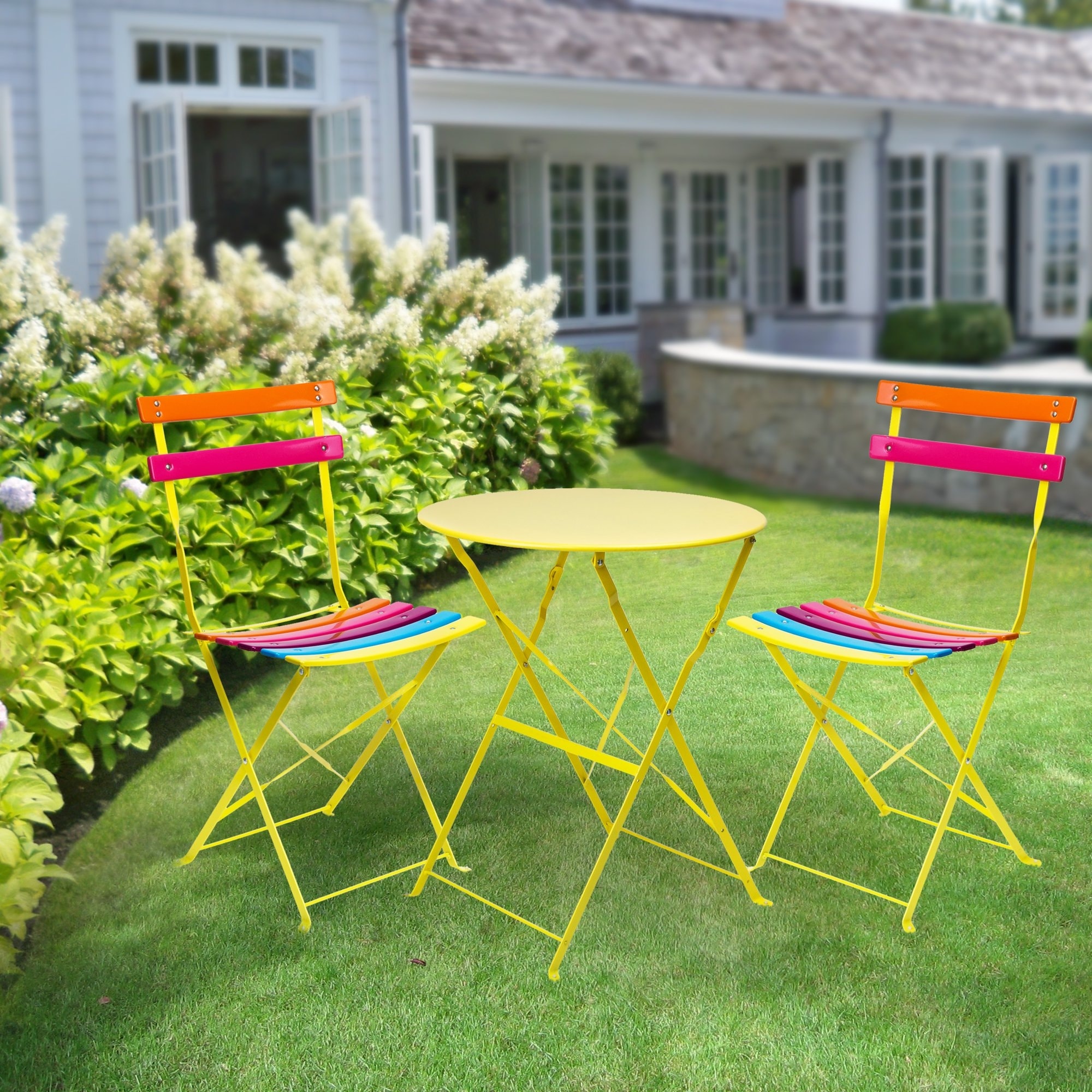 Orange metal bistro set cheap